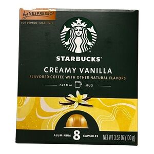 NEW Starbucks Nespresso Vertuo Creamy Vanilla, Flavored Roast Nespresso Pods, 8